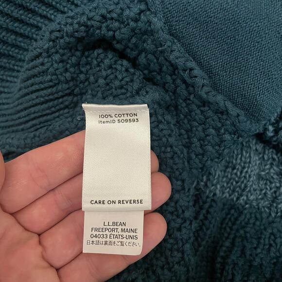 L.L. Bean Signature Cowl Neck Sweater Colorblock Knit Blue Gradient Size Medium - Picture 6 of 9